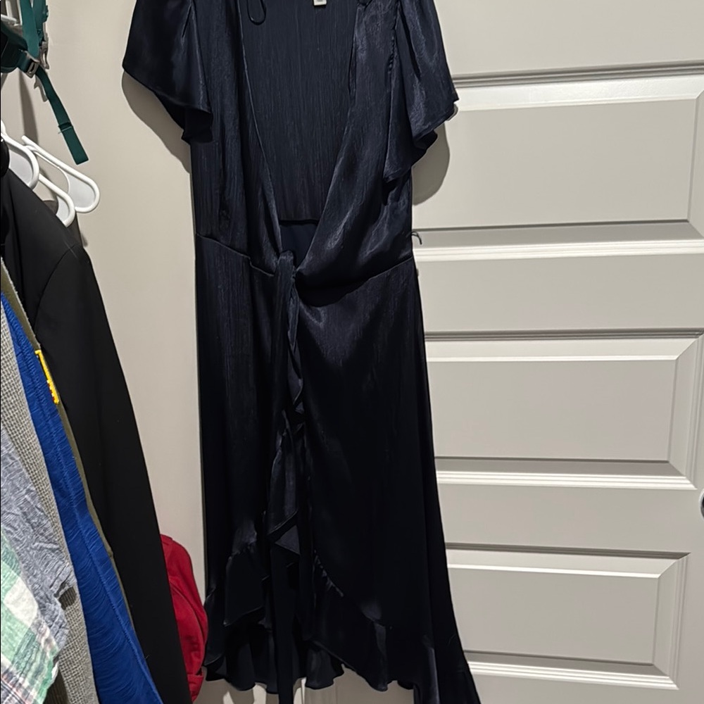 Elegant Navy Wrap Dress